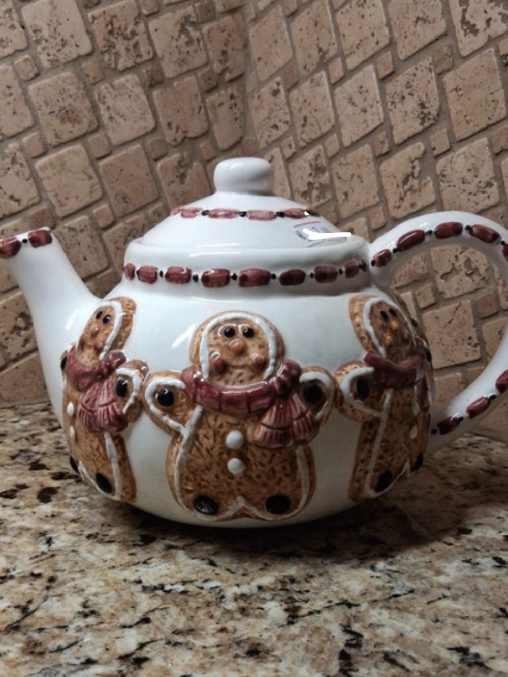 Gingerbread Cookie Teapot - White Ceramic